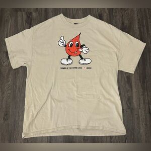 Men’s American Red Cross Blood Drop Logo Thumbs Up Tan Brown T-Shirt - XL